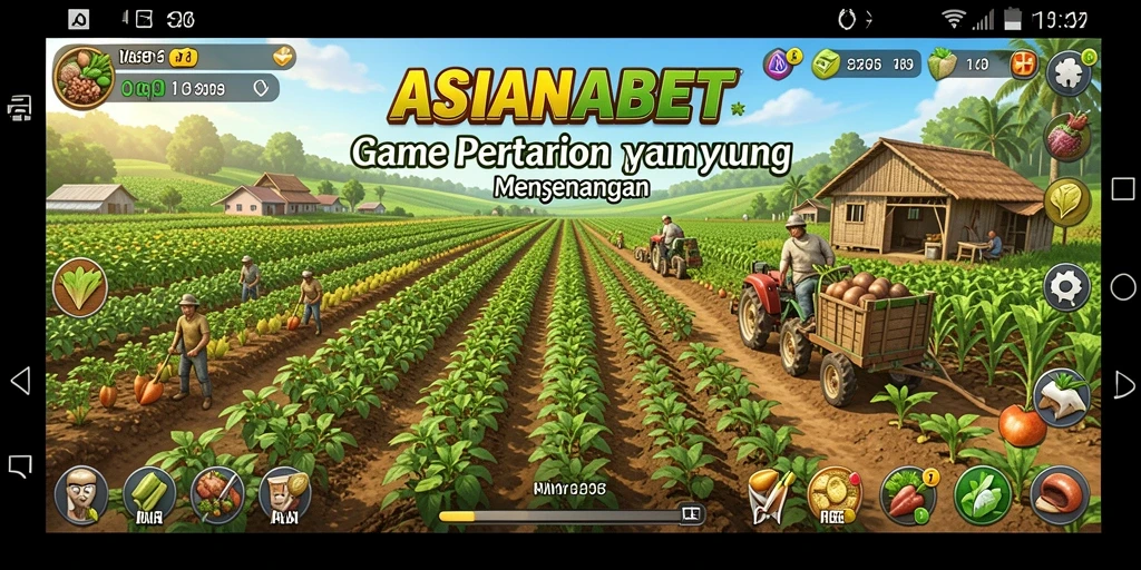 Tampilan gameplay ASIANABET yang penuh warna dan interaktif dalam bertani.