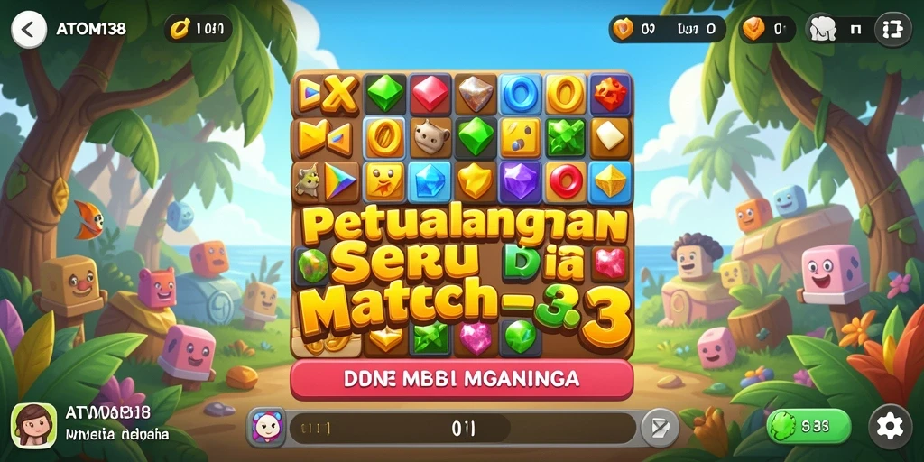 Gameplay Match-3 yang penuh warna dan menantang.