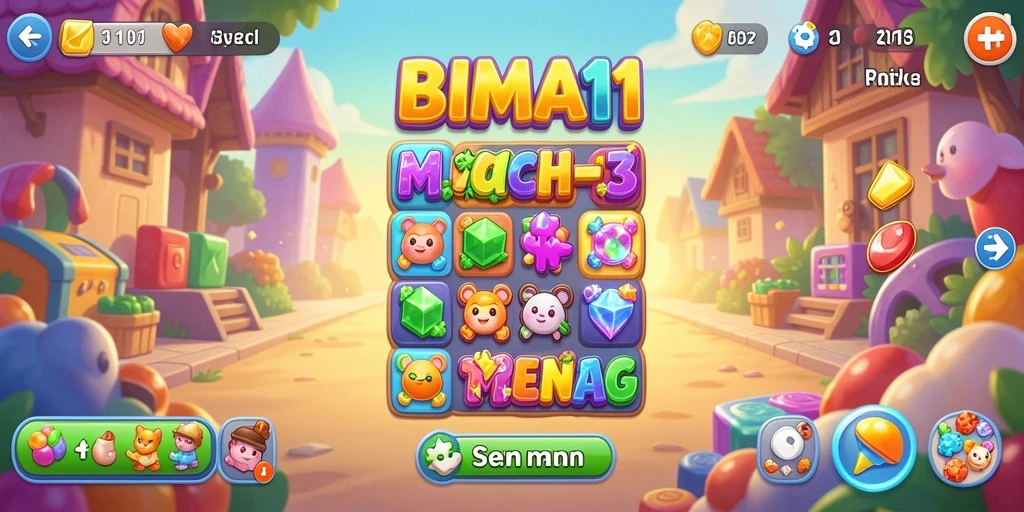 Tampilan gameplay BIMA11 yang seru dan berwarna-warni.