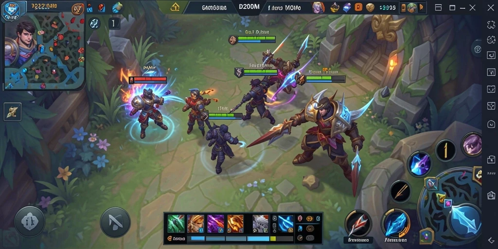 Tampilan gameplay D200M dengan pertarungan seru antara karakter.