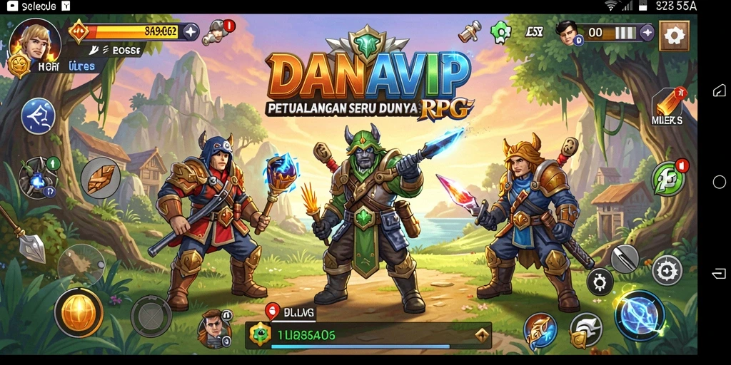 Screenshot gameplay DANAVIP menunjukkan pertarungan epik yang mendebarkan.