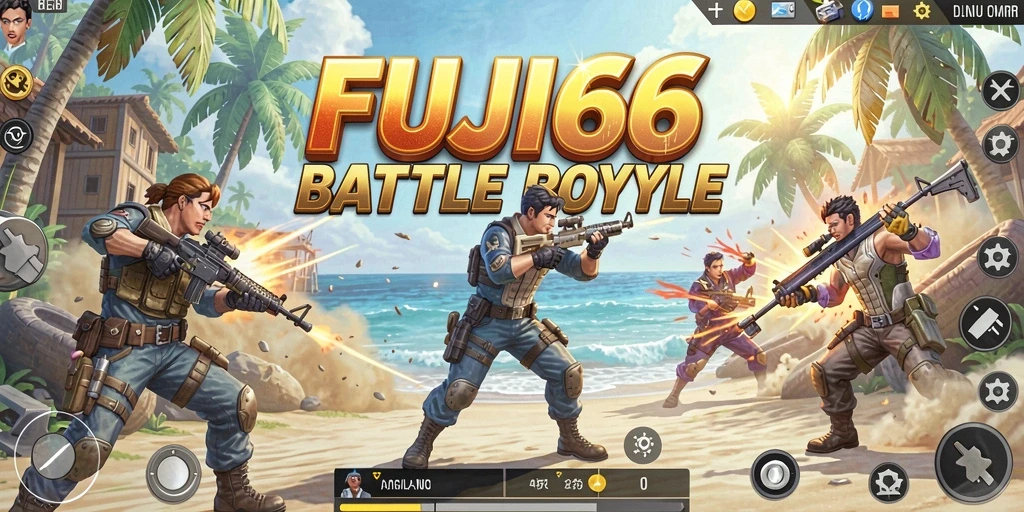 Gameplay seru FUJI66 dengan pertempuran intens di arena Battle Royale.