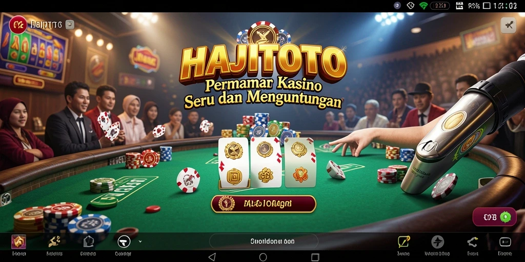 Tampilan gameplay seru di aplikasi HAJITOTO yang menampilkan suasana kasino.