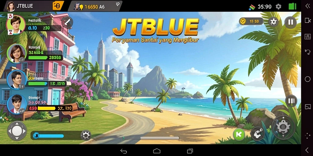 Tampilan gameplay JTBLUE yang seru dan penuh warna.