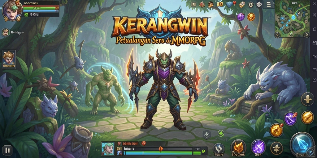 Tangkapan layar KERANGWIN menampilkan aksi petualangan MMORPG yang epik.