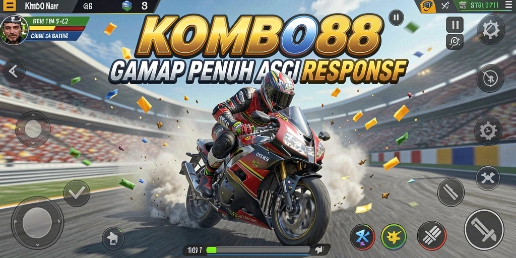 Tampilan gameplay mendebarkan dalam <strong>KOMBO88</strong> dengan aksi balap yang intens.