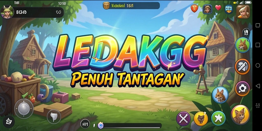 Tampilan gameplay <strong>LEDAKGG</strong> yang penuh warna dan menyenangkan.