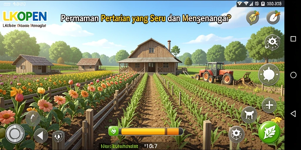 Tampilan screenshot LKOPEN yang menunjukkan aktivitas bertani yang menarik.
