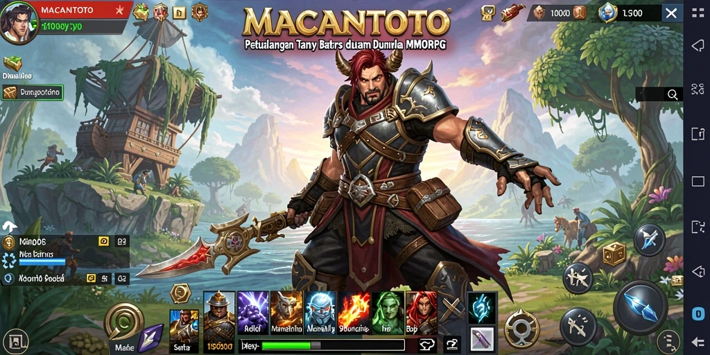 Tangkapan layar utama dari gameplay MACANTOTO menampilkan petualangan MMORPG yang mendebarkan.