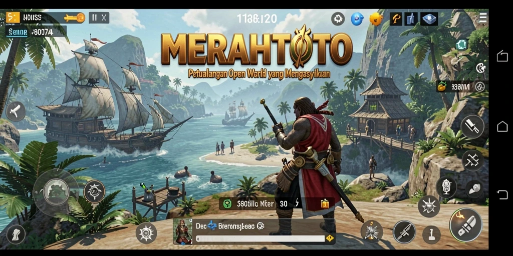 Tampilan gameplay <strong>MERAHTOTO</strong> yang menakjubkan di dunia terbuka.