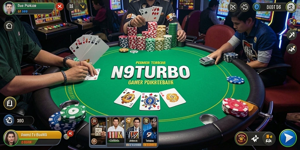 Tampilan menarik dari gameplay Poker di N9TURBO yang menegangkan.