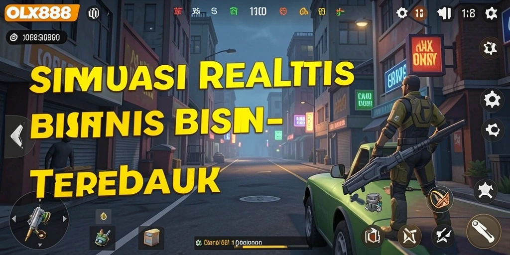 Tampilan gameplay OLX888 dengan interaksi bisnis menarik.