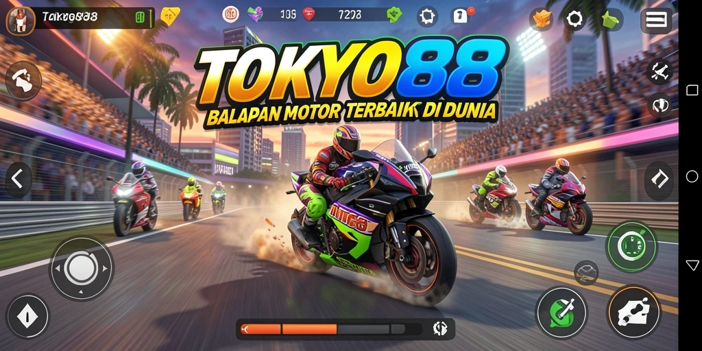 Screenshot TOKYO88 menampilkan aksi balapan motor yang mendebarkan.