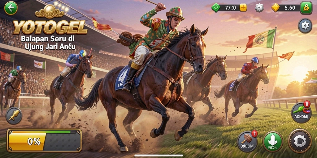 Screenshot gameplay YOTOGEL yang menunjukkan balapan mendebarkan.